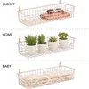Collage showing a pink wire storage basket used for different purposes: closet, home decor, and baby items. Produktbild-Vorschau