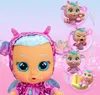 A collage of images showing a doll and its features, with numbered steps indicating how to use it. Produktbild-Vorschau
