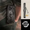 A person wearing jeans and a plaid shirt is shown with a black phone case attached to their belt. Produktbild-Vorschau