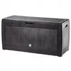 A dark brown plastic storage box with a wicker-like texture, shown from a three-quarter angle against a white background. Podgląd zdjęcia produktu