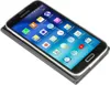 A Samsung Galaxy S5 smartphone is displayed on a white background, resting on a dark gray case. Produktbild-Vorschau