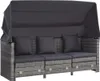 vidaXL Canapé-lit extensible 3 places avec toit Poly rotin Voir les images du produit 3