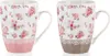 becher 340ml PINK FLOWER Keramik Farbmix Produktbild-Vorschau 2
