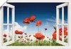 ARTland Poster Fensterblick Feld mit Mohnblumen, weiß Produktbild-Vorschau 1