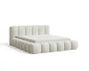 A white bouclé fabric bed frame with a mattress, shown against a white background. Voir les images du produit