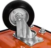 A close-up view of a caster wheel attached to an orange platform. Podgląd zdjęcia produktu