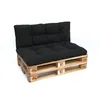 A black pallet cushion set on a wooden pallet base, shown against a white background. Voir les images du produit