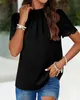 ASKSA Damen Chiffon Blusen Stehkragen Elegant Falten Produktbild-Vorschau 3