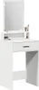 A white vanity table with a mirror and a drawer. Voir les images du produit