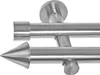 Close-up of a double curtain rod system made of metal with a brushed stainless steel finish. Produktbild-Vorschau