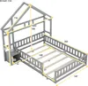 Merax Kinderbett 140x200cm mit Rausfallschutz, Nachttisch Produktbild-Vorschau 7