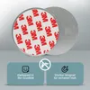 Two round metal discs, one with red and white 3M branding, the other plain. Below are two teal colored boxes with icons and text. Anteprima dell’immagine prodotto
