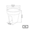 A diagram showing the dimensions of a flower pot. Produktbild-Vorschau