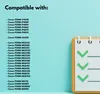 A list of compatible printer models is displayed on a light blue background, next to a stylized checklist icon. Anteprima dell’immagine prodotto