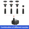 Diagram showing how to assemble different nozzles for a solar-powered fountain pump. Náhled obrázku produktu