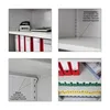 A collage of four images showing different aspects of a metal cabinet, including its interior, shelves, and construction details. Produktbild-Vorschau