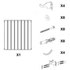 The image shows a radiator and its accompanying installation hardware. Produktbild-Vorschau