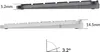 Side profile view of two keyboards, one gray and one white, with dimensions and an angle indicated. Produktbild-Vorschau