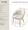 A diagram of a chair with dimensions and product information. Produktbild-Vorschau