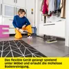 A woman is using a steam cleaner on a tiled floor in a hallway. Voir les images du produit