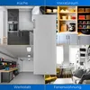 A collage of four different scenes: a kitchen, a pantry, a workshop, and a living room, with a refrigerator prominently featured in the center. Produktbild-Vorschau