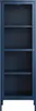A full-shot of a navy blue cabinet with a glass door and ribbed texture. Produktbild-Vorschau