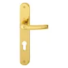 A close-up studio shot of a brass door handle set on a white background. Produktbild-Vorschau