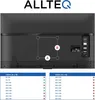 The back of a TV showing VESA mounting hole locations and compatibility charts. Anteprima dell’immagine prodotto