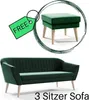 sofa 3-osobowa z nóżkami Skandynawska sofa zielona KRZESŁO Podgląd zdjęcia produktu 1