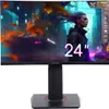 A gaming monitor displaying a futuristic scene with a woman and text overlays. Produktbild-Vorschau