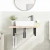 A bathroom sink with a wooden shelf and black metal brackets. Náhled obrázku produktu