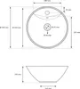 Technical drawing with dimensions of a round washbasin. Náhľad obrázku produktu