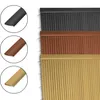 Three different colored PVC strips shown in circular insets on the left, and larger samples of the same PVC strips in black, brown, and tan on the right. Produktbild-Vorschau