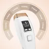 A close-up product shot of a white and gold IPL hair removal device, with a circular diagram indicating different skin/intensity levels surrounding it. Produktbild-Vorschau