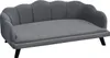 A dark gray pet sofa with a scalloped back and black wooden legs, shown from a three-quarter front angle on a white background. Podgląd zdjęcia produktu