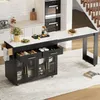 Isola da cucina mobile Merax su ruote con tavolo da pranzo Anteprima dell’immagine prodotto 4