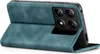 A teal flip case for a smartphone is shown open, revealing the phone's camera array. Produktbild-Vorschau