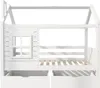A white house-shaped bed frame with drawers underneath, shown from the side. Anteprima dell’immagine prodotto