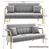Yaheetech Polstersofa mit Armlehnen & Beine aus Metall Produktbild-Vorschau 7