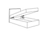 A line drawing of a bed with its storage compartment open. Produktbild-Vorschau