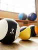 Several medicine balls of different colors and weights are arranged on a wooden floor in front of a window. Náhľad obrázku produktu