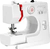 A white electric sewing machine with red accents is shown against a white background. Produktbild-Vorschau