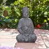 XXXL Großer Buddha 50 cm dunkelgrau Steinoptik Garten Deko Produktbild-Vorschau 3