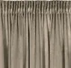 A close-up view of a brown curtain with pleats at the top. Podgląd zdjęcia produktu