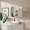 A modern bathroom vanity with a white sink and a white medicine cabinet with a mirrored door. Produktbild-Vorschau
