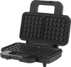 An open black waffle maker on a white background. Produktbild-Vorschau