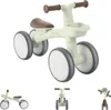 A collage of images showing a mint green balance bike from different angles. Produktbild-Vorschau