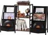 A vinyl record storage and display unit with a turntable on top, books, and decorative items. Podgląd zdjęcia produktu