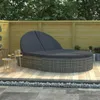 vidaXL Doppel-Sonnenliege mit Kissen Poly Rattan Grau Produktbild-Vorschau 2