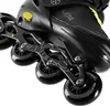 Close-up of inline skates, focusing on the wheels and frame. Náhled obrázku produktu